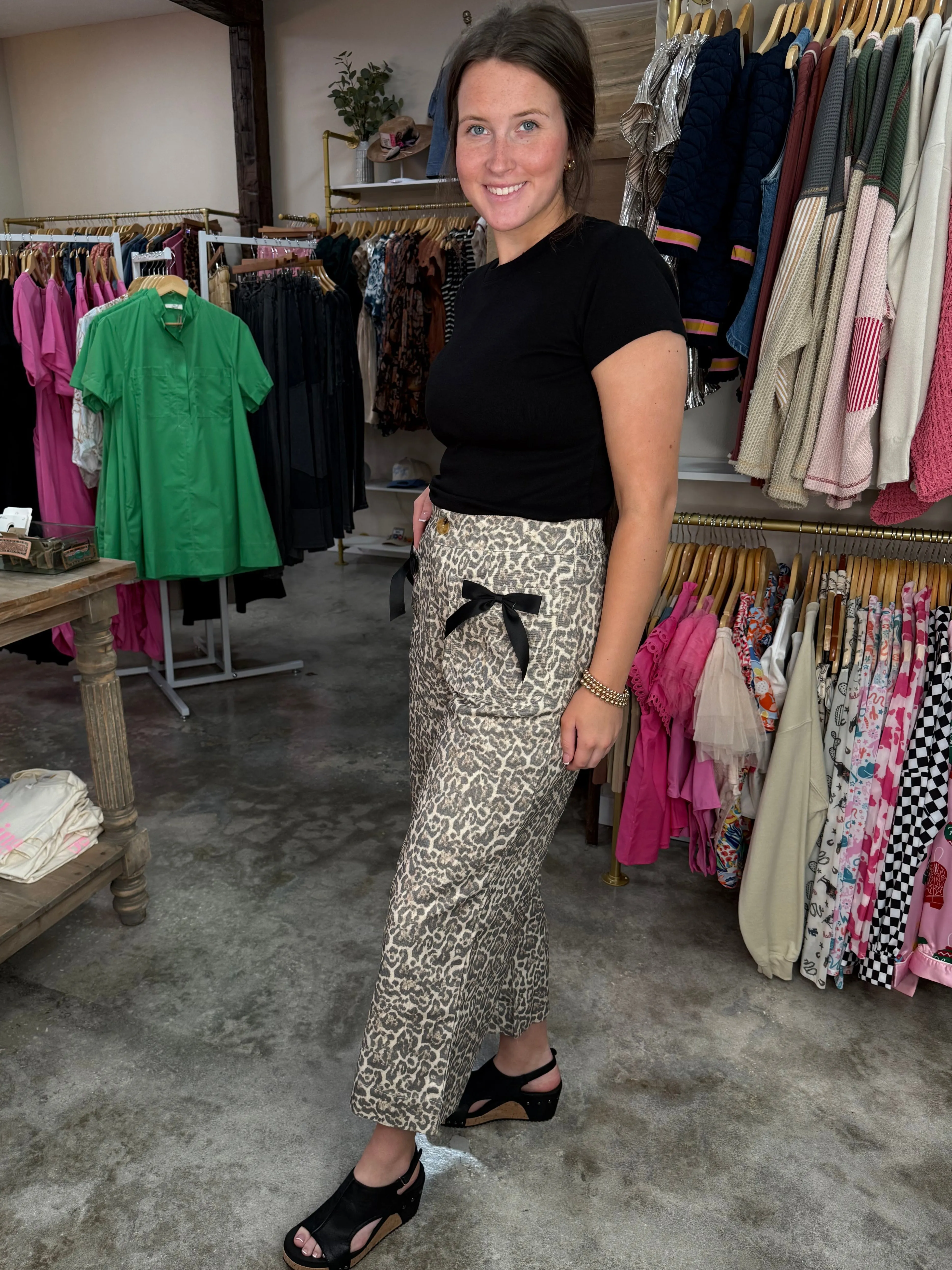 Leopard Print Cropped Pants
