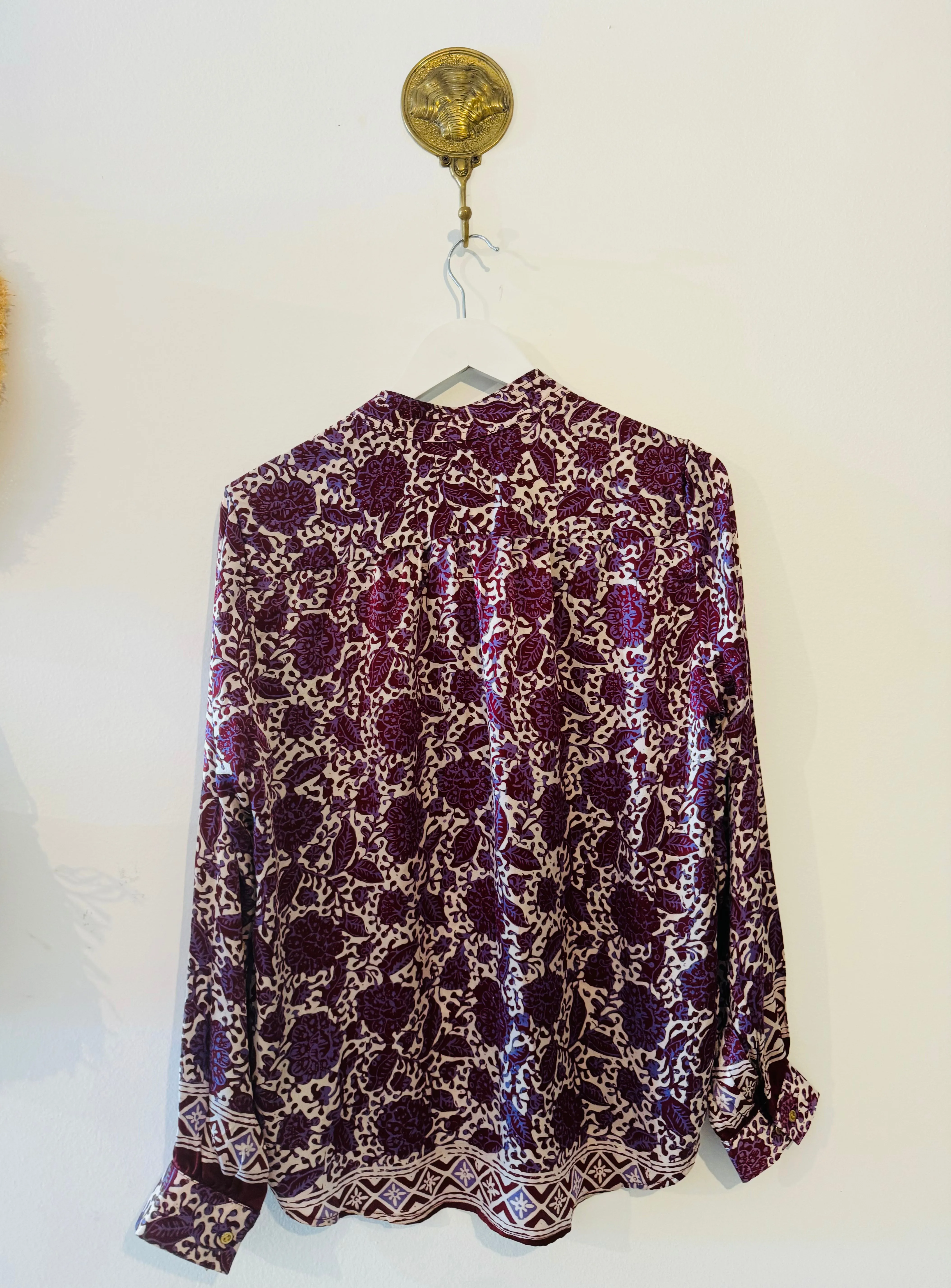 Les Fleurs Silk Blouse in Grape