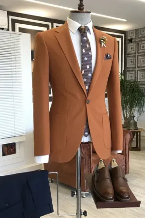 Light Brown Notched Lapel 2 Piece Men's Prom Suit