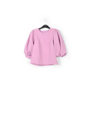 Light pink jacquard top with puffed sleeves