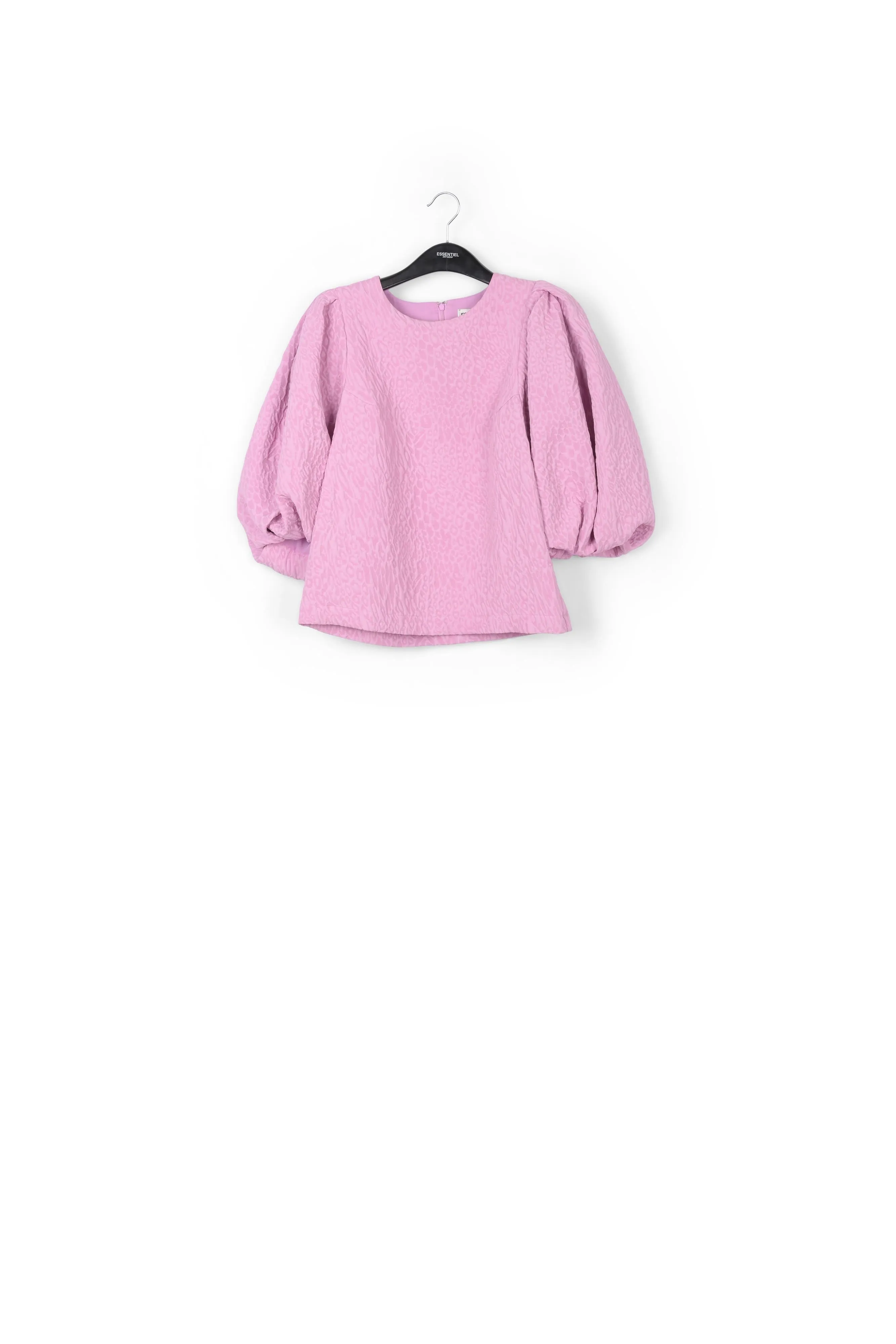 Light pink jacquard top with puffed sleeves