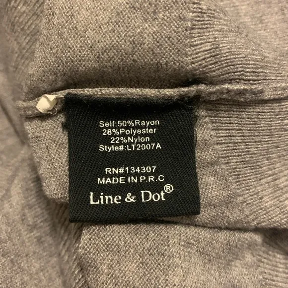 Line &amp; Dot Gray Soft Deep V-Neck Cropped Sweater Size Small