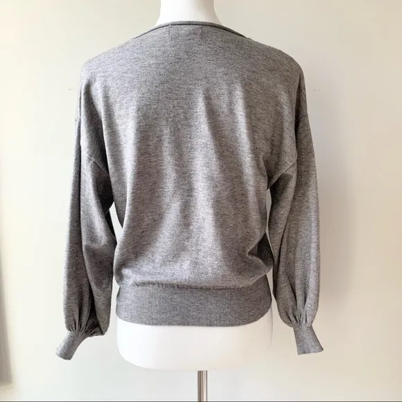 Line &amp; Dot Gray Soft Deep V-Neck Cropped Sweater Size Small