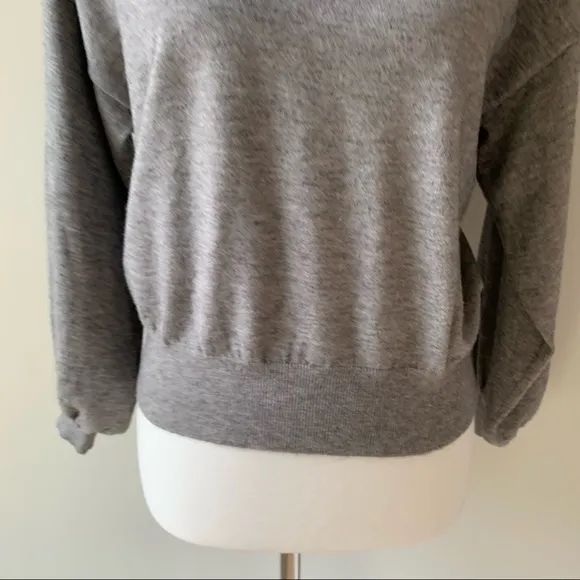 Line &amp; Dot Gray Soft Deep V-Neck Cropped Sweater Size Small