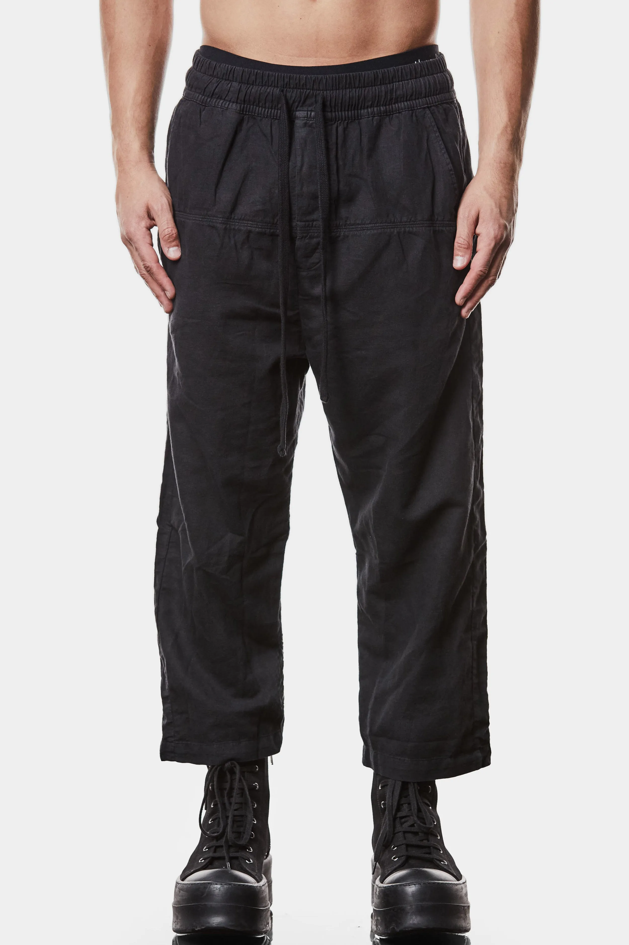 Linen blend cropped pants