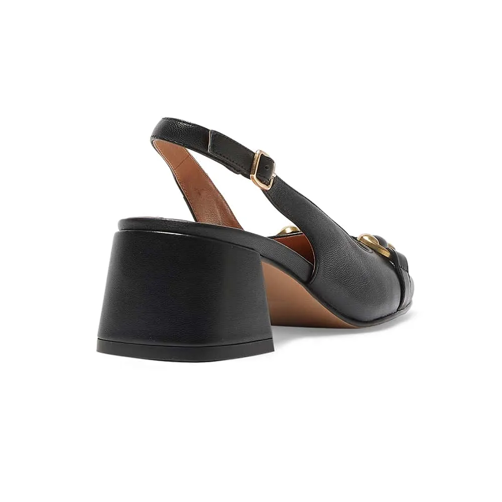London Heel in Black Leather