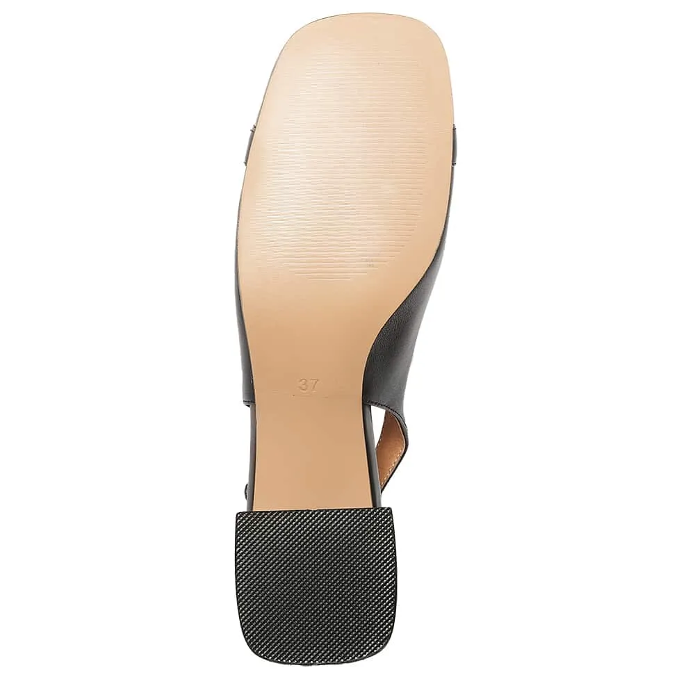 London Heel in Black Leather