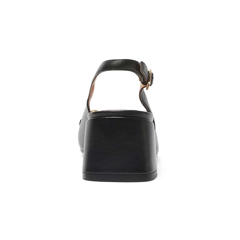 London Heel in Black Leather