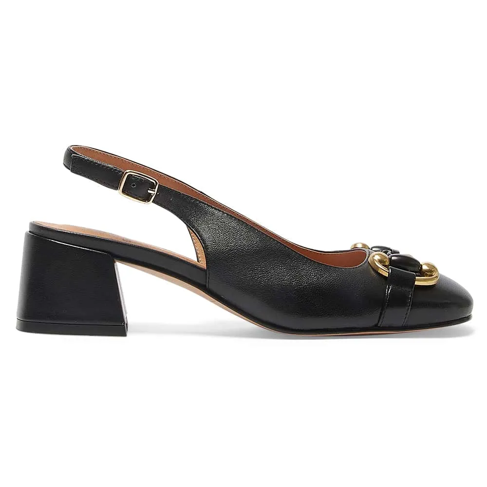 London Heel in Black Leather