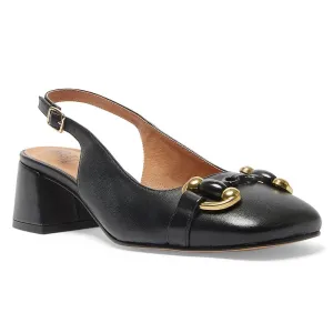 London Heel in Black Leather