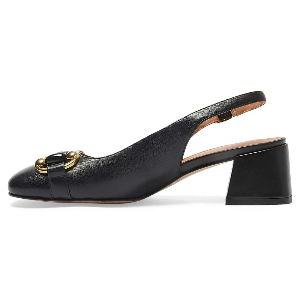 London Heel in Black Leather