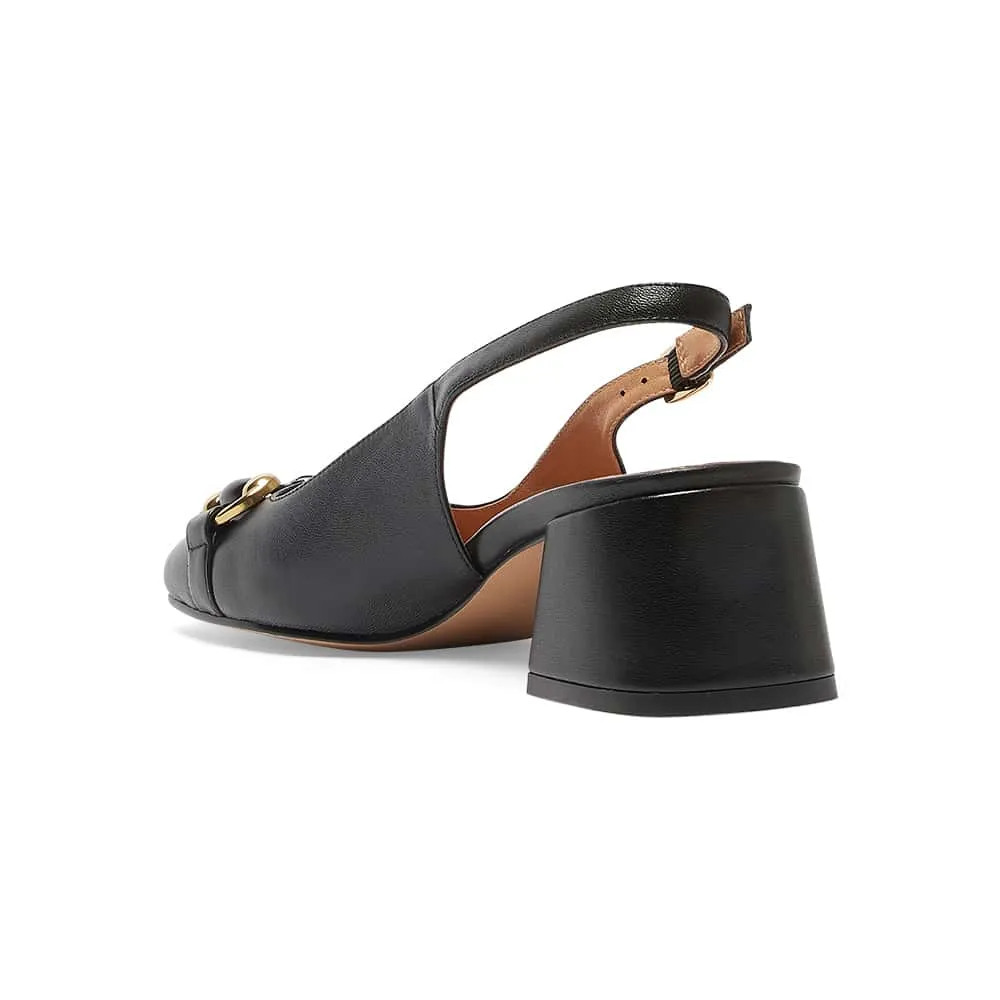 London Heel in Black Leather