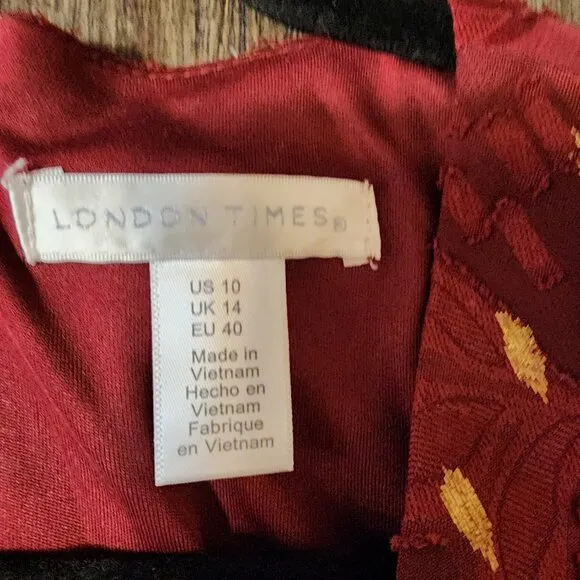 London Times Polka Dot A-line Short Dress NWT Red Size 10