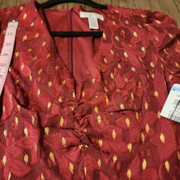 London Times Polka Dot A-line Short Dress NWT Red Size 10