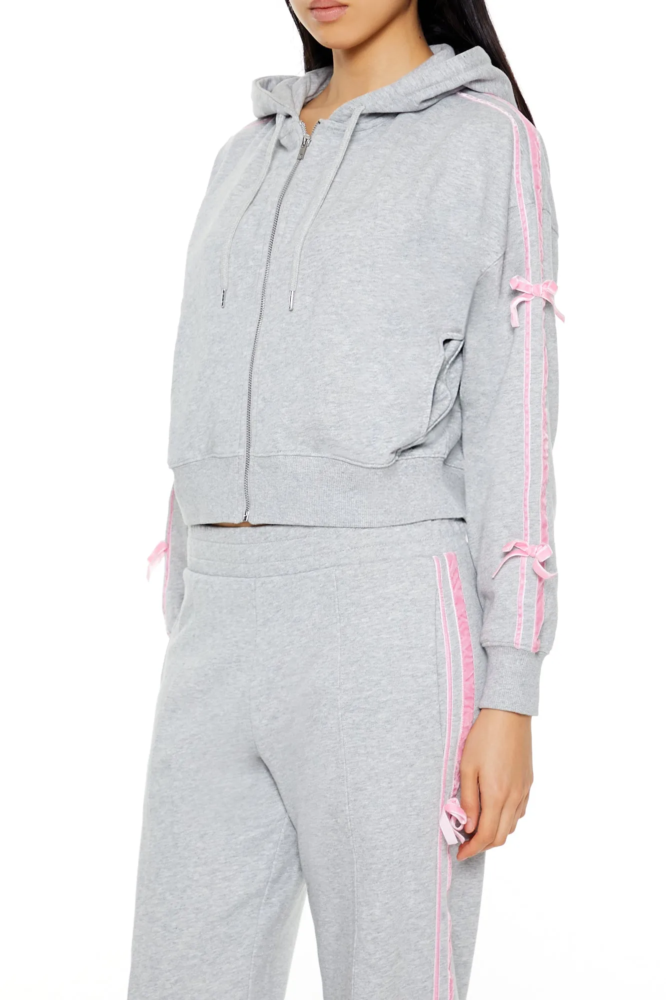 Long Sleeve Cropped Athletic Jacket - Grey