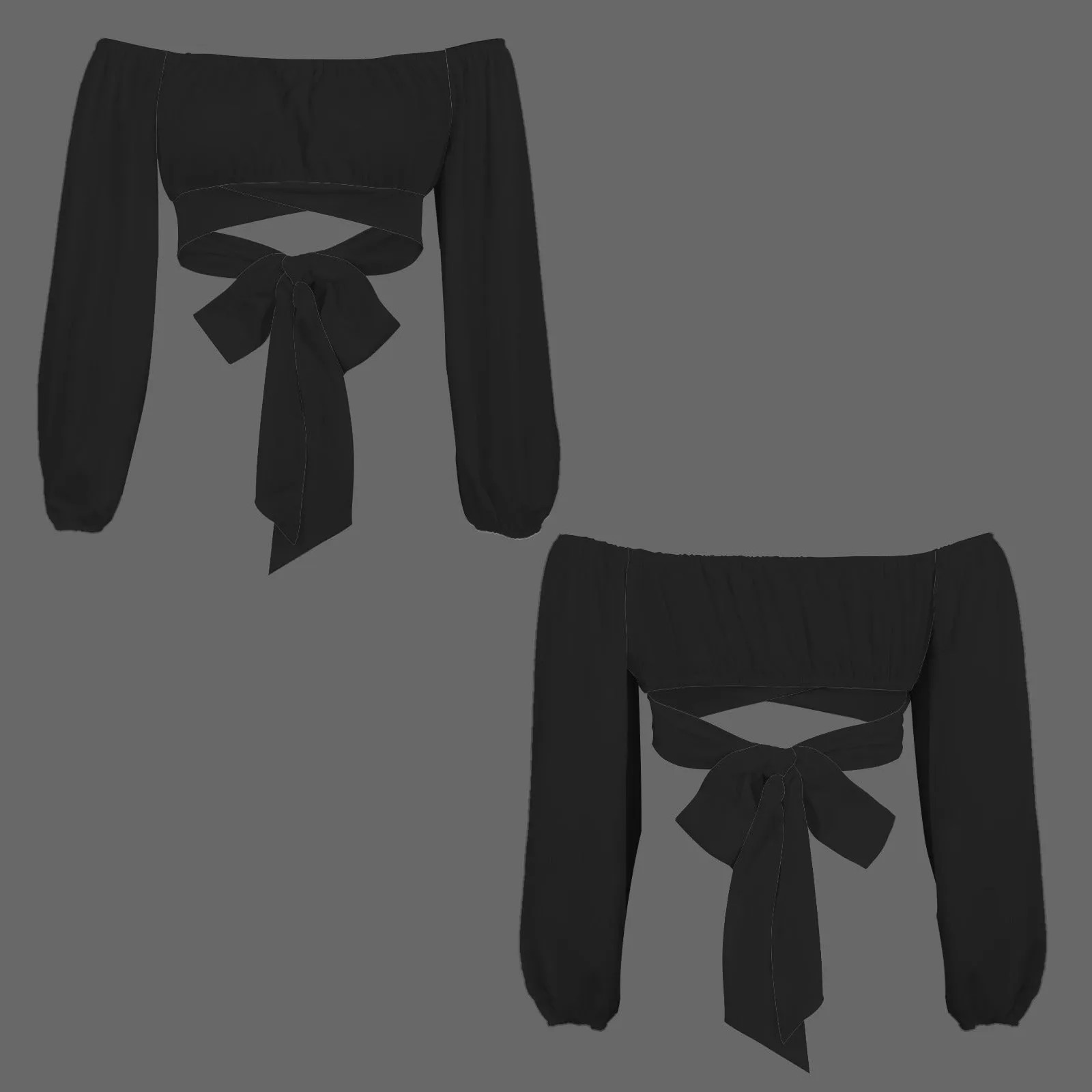 Long Sleeve cross body tie back top