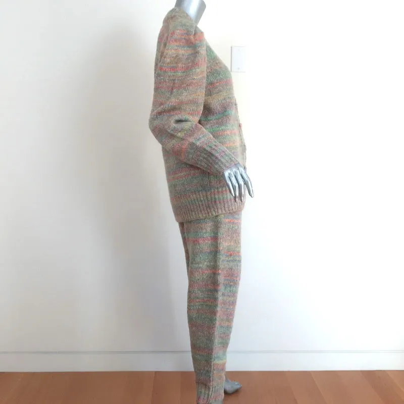LoveShackFancy Matching Cardigan & Pants Set Autumn Rainbow Knit Size Small NEW
