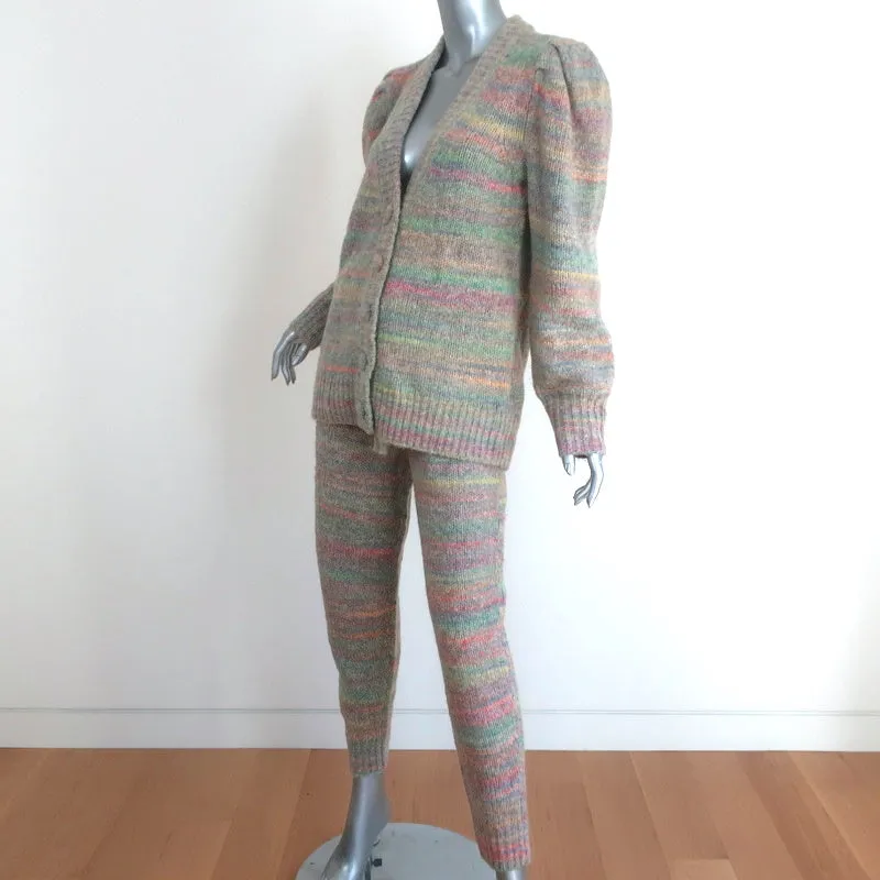 LoveShackFancy Matching Cardigan & Pants Set Autumn Rainbow Knit Size Small NEW
