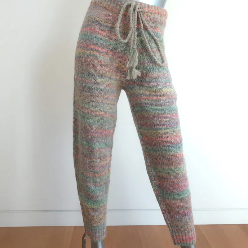 LoveShackFancy Matching Cardigan & Pants Set Autumn Rainbow Knit Size Small NEW