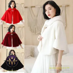 Luxurious Faux Fur Bridal Wrap Wedding Jacket Shawl Cropped Cape Jacket  Rhinestone Embellishments
