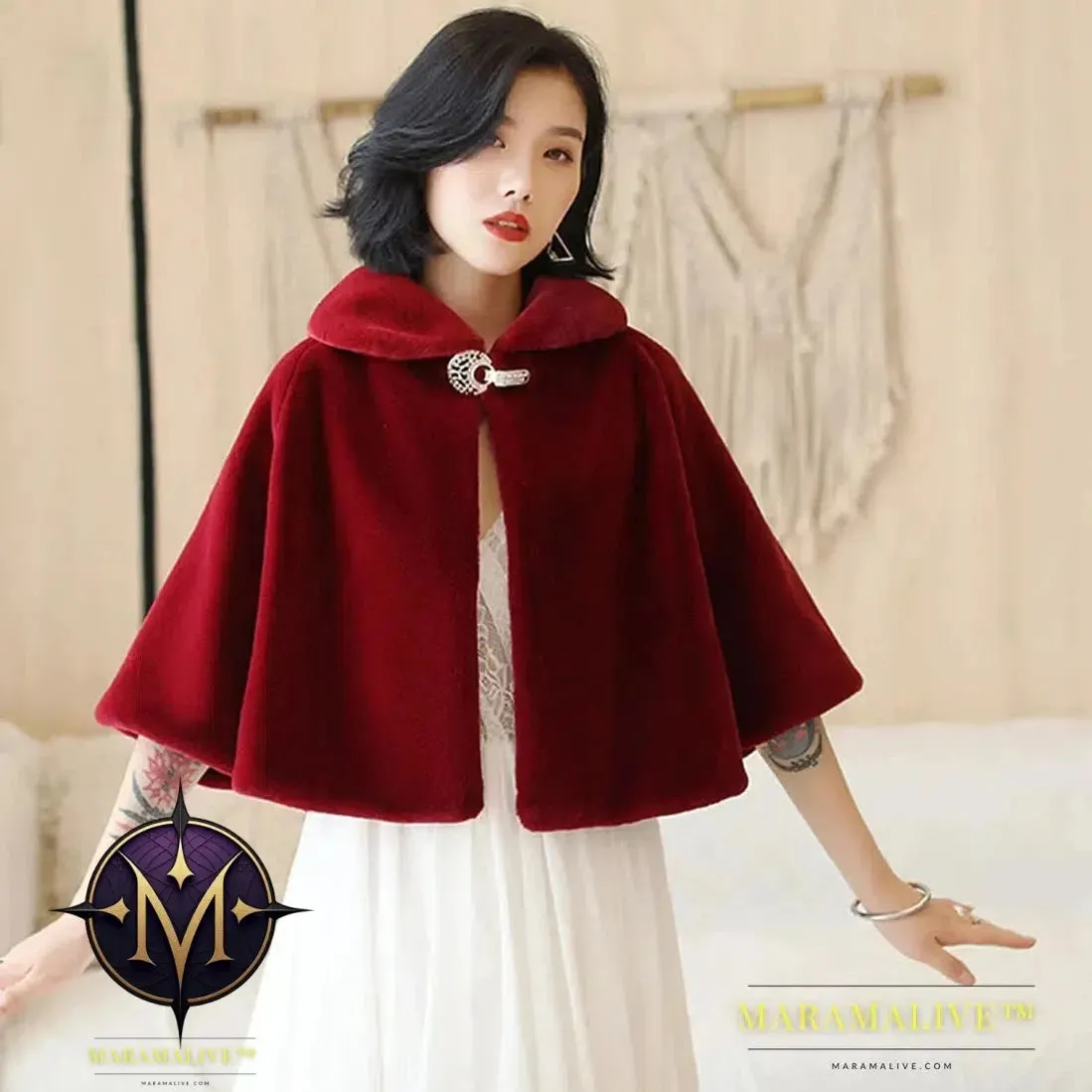Luxurious Faux Fur Bridal Wrap Wedding Jacket Shawl Cropped Cape Jacket  Rhinestone Embellishments