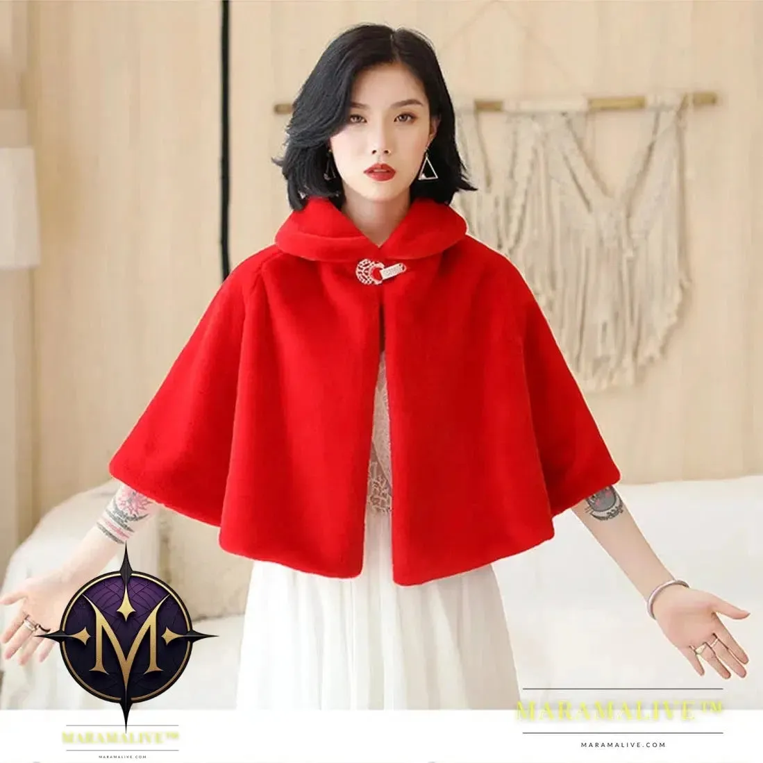 Luxurious Faux Fur Bridal Wrap Wedding Jacket Shawl Cropped Cape Jacket  Rhinestone Embellishments