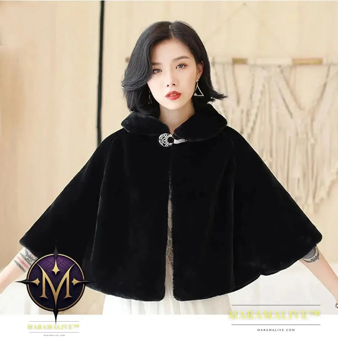 Luxurious Faux Fur Bridal Wrap Wedding Jacket Shawl Cropped Cape Jacket  Rhinestone Embellishments