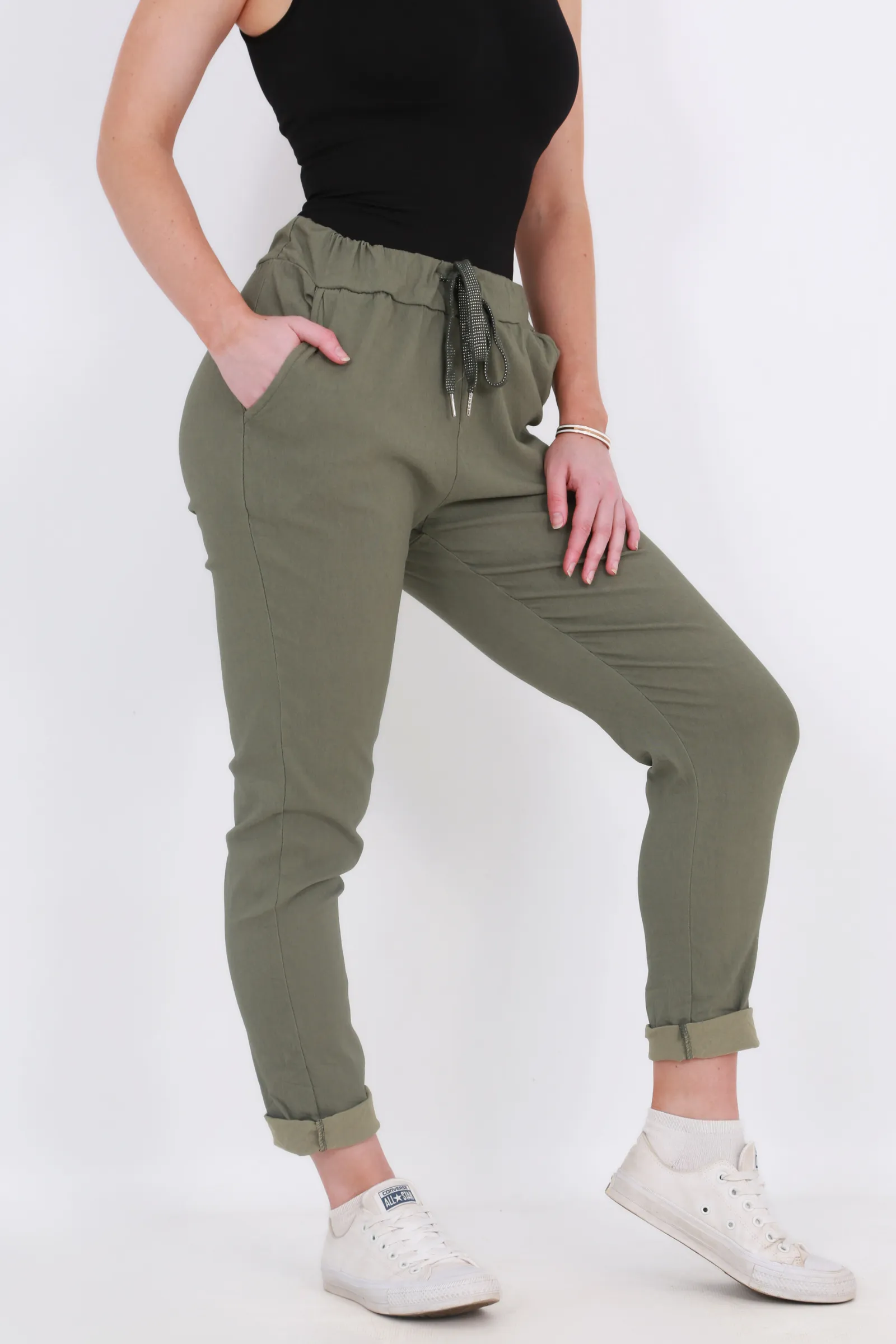 Made in Italy Magic Pants- Dark green