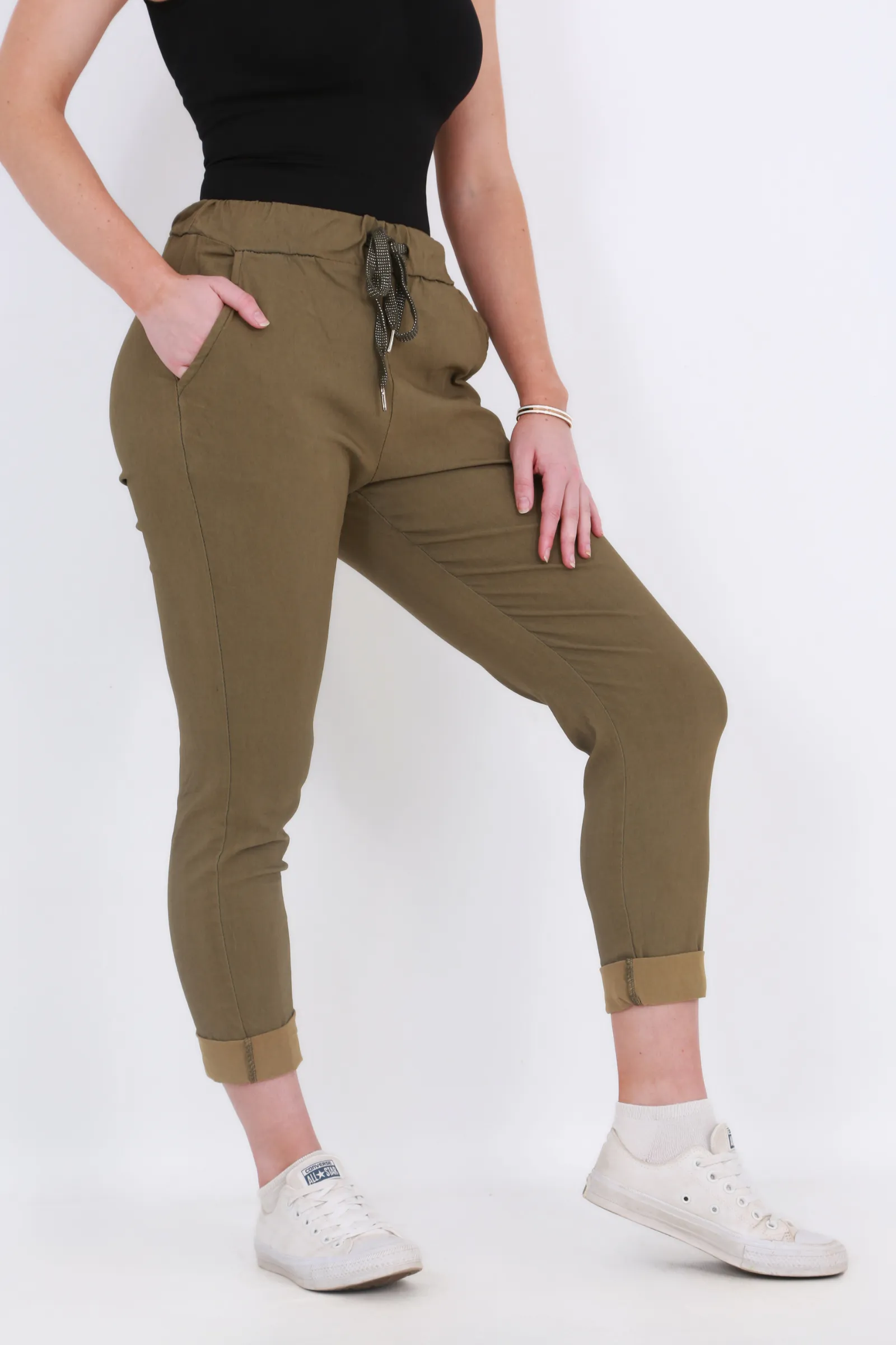 Made in Italy Magic Pants- Olive