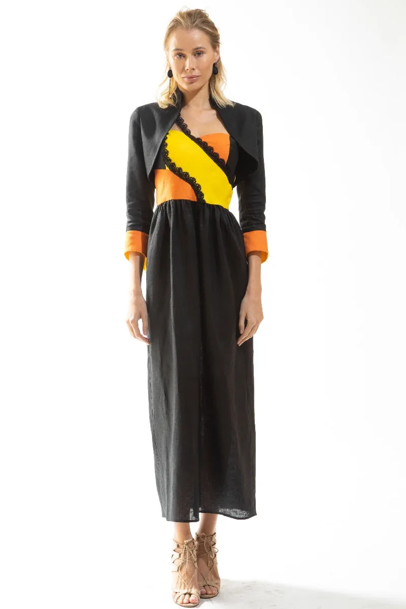 Made in NYC Color Block Bustier Dress and Cropped Jacket (Style# 220-221)