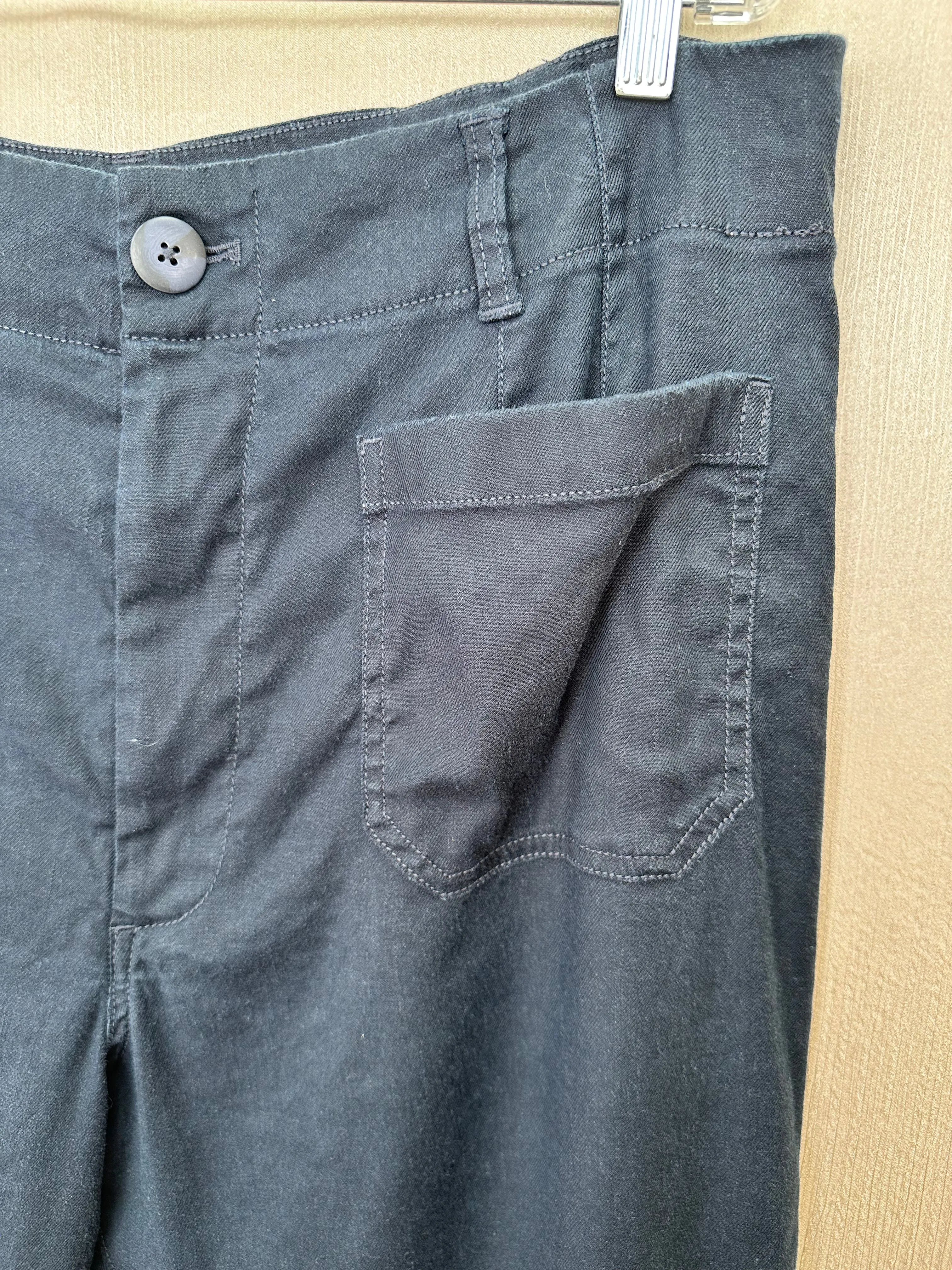 MAEVE navy Linen Viscose Blend The Colette Wide Leg Cropped Pants - 34