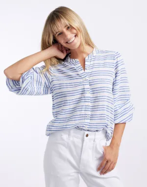 Malibu Blouse - Blue/White Stripe
