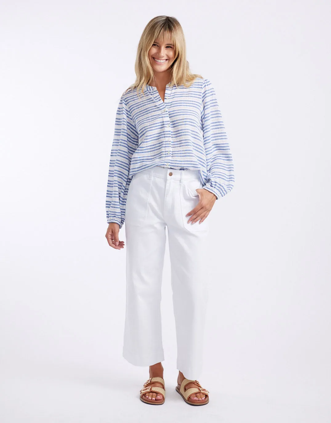 Malibu Blouse - Blue/White Stripe