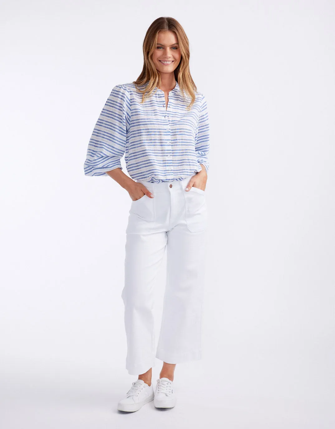 Malibu Blouse - Blue/White Stripe