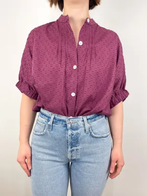 Mandarin Collar Top in Crushed Berry