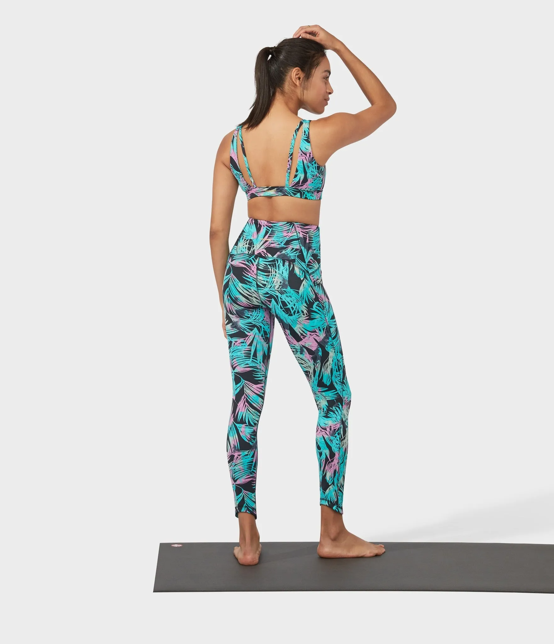 Manduka Apparel - Women's PRO Legging - High Rise 7/8 W/Pocket - Tropics - Black