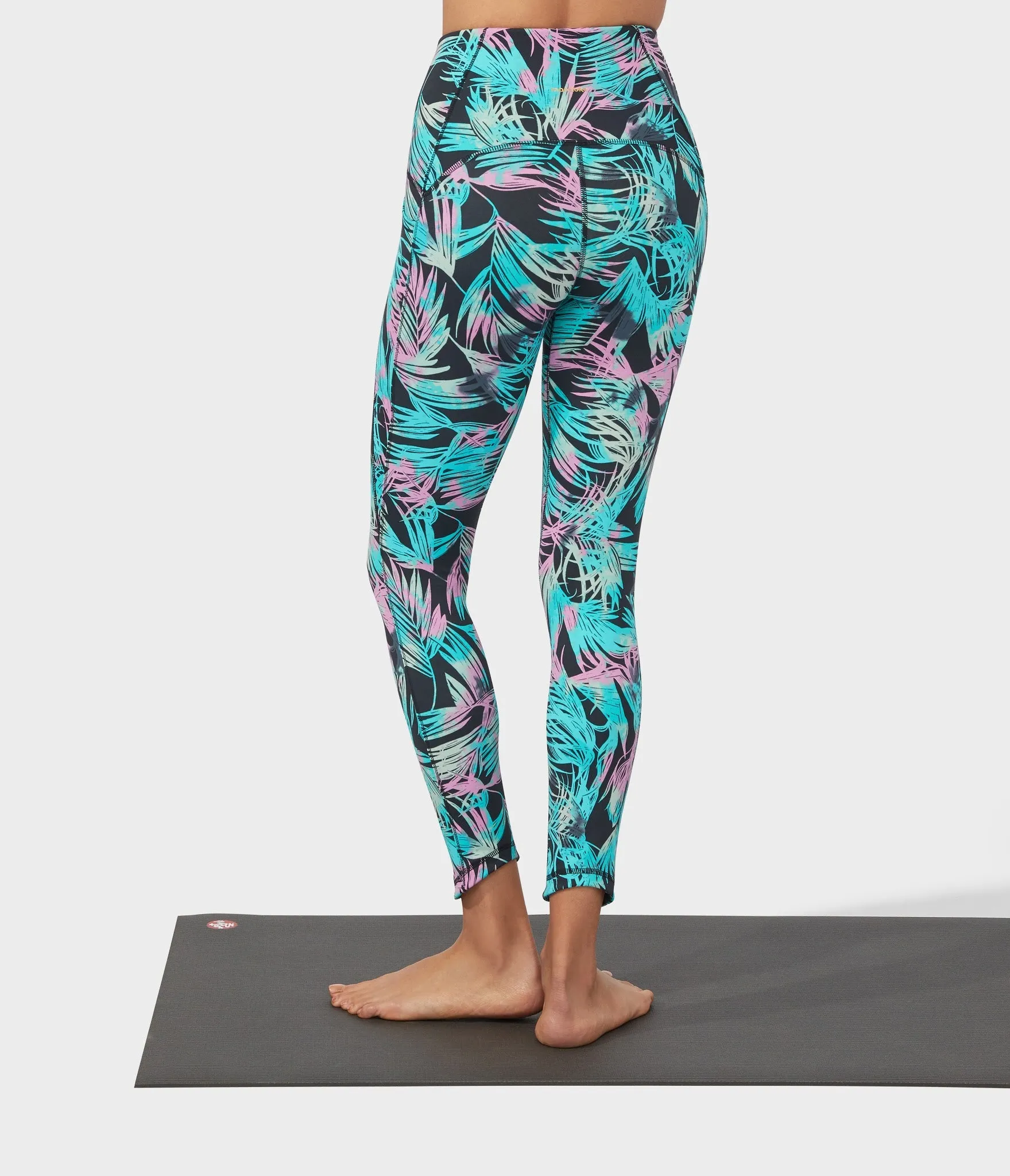 Manduka Apparel - Women's PRO Legging - High Rise 7/8 W/Pocket - Tropics - Black