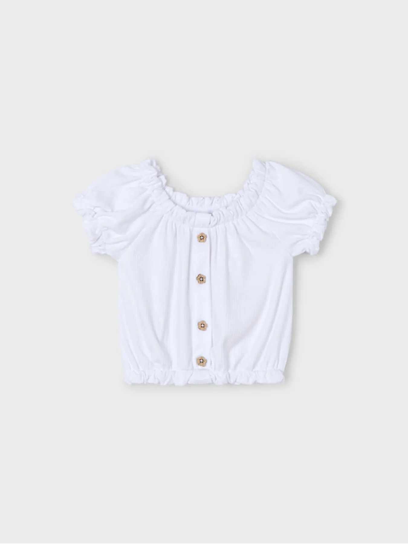 Mayoral Junior Girl White Cropped Button Down Top