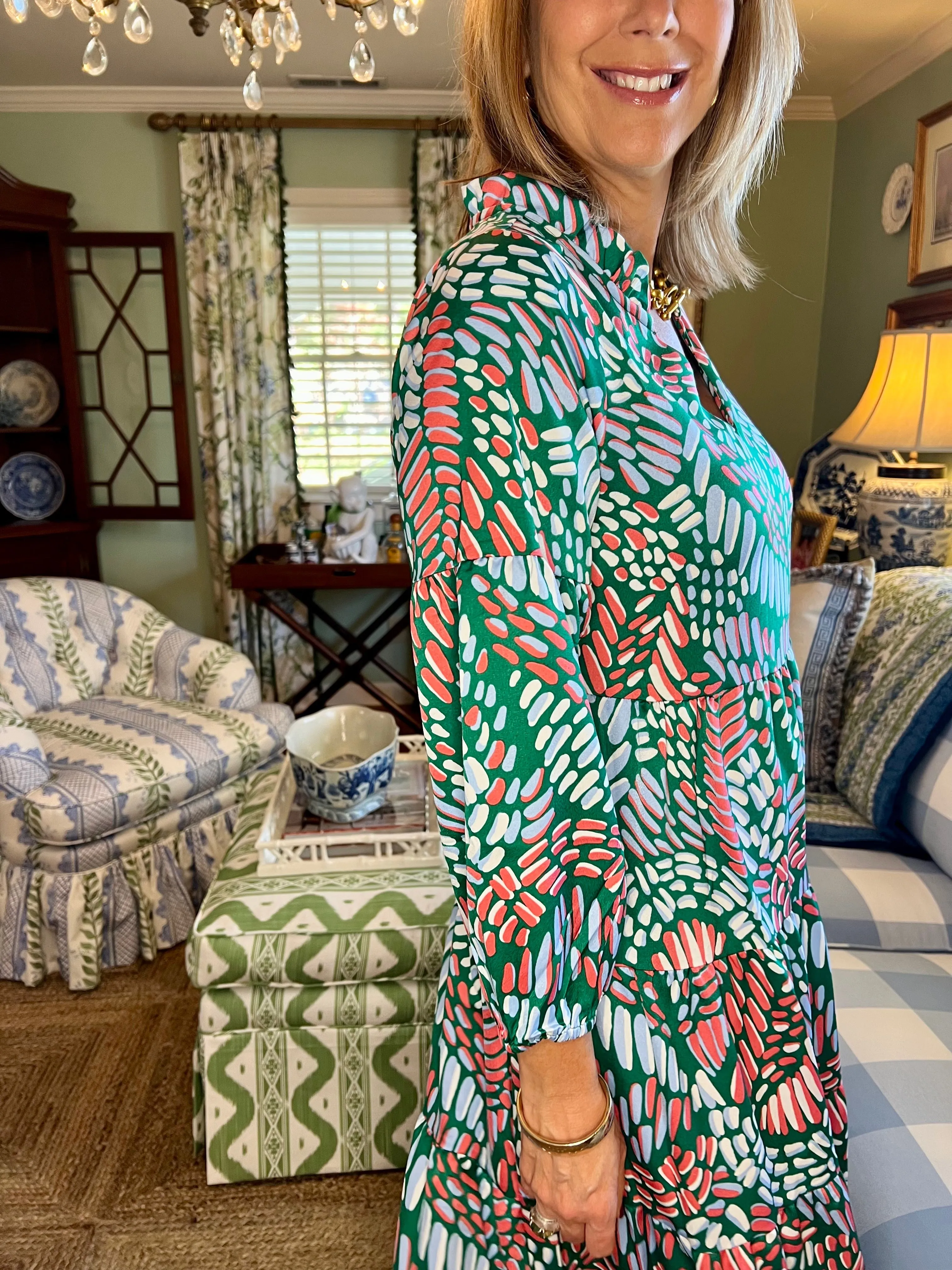 Mead Mosaic Print Midi in Green