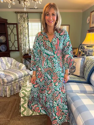 Mead Mosaic Print Midi in Green
