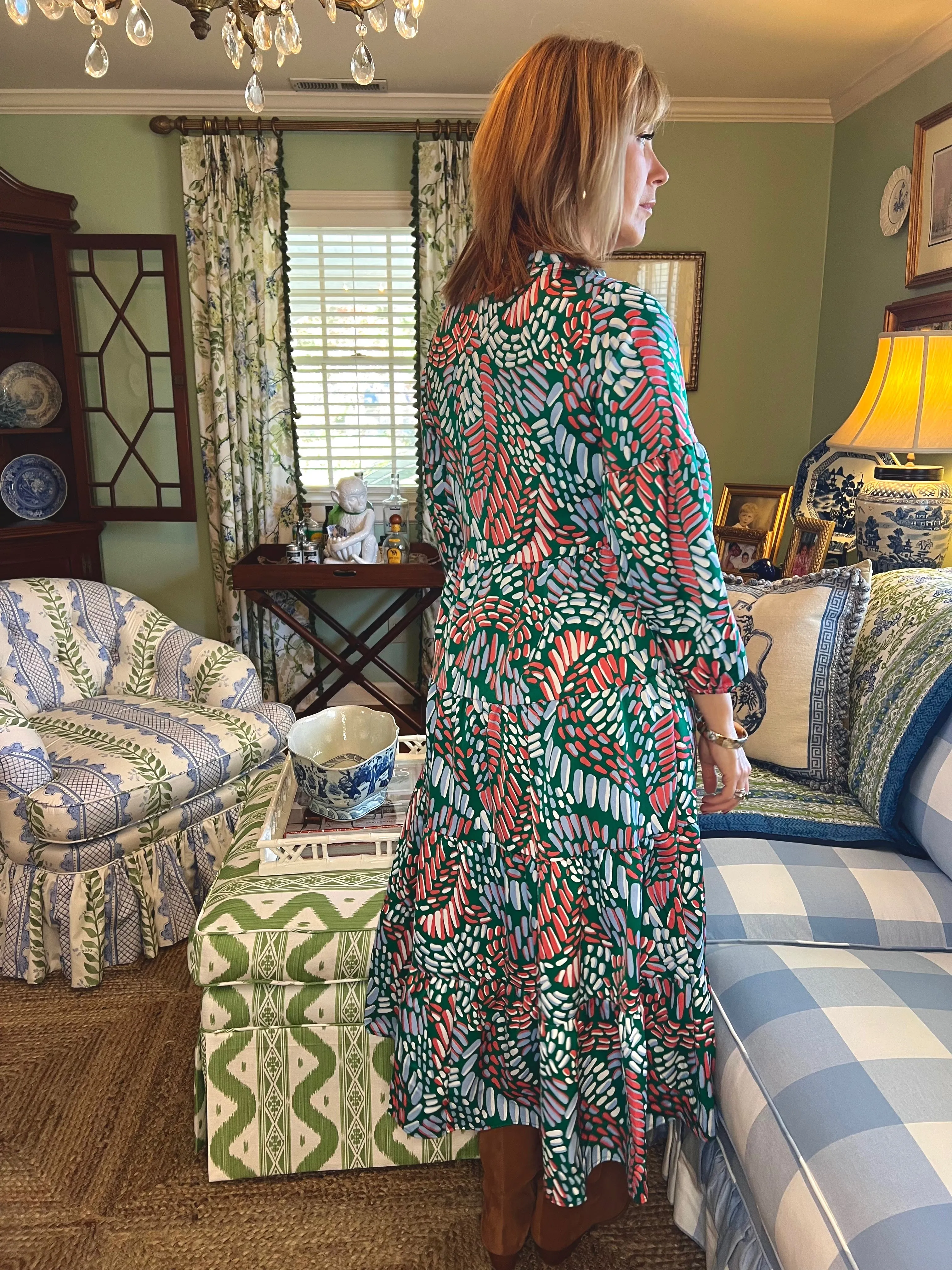 Mead Mosaic Print Midi in Green
