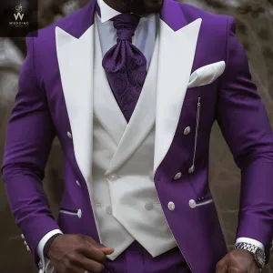 Men's Purple Three-Piece Suit for Weddings - Custom and Bespoke Tailored Suits