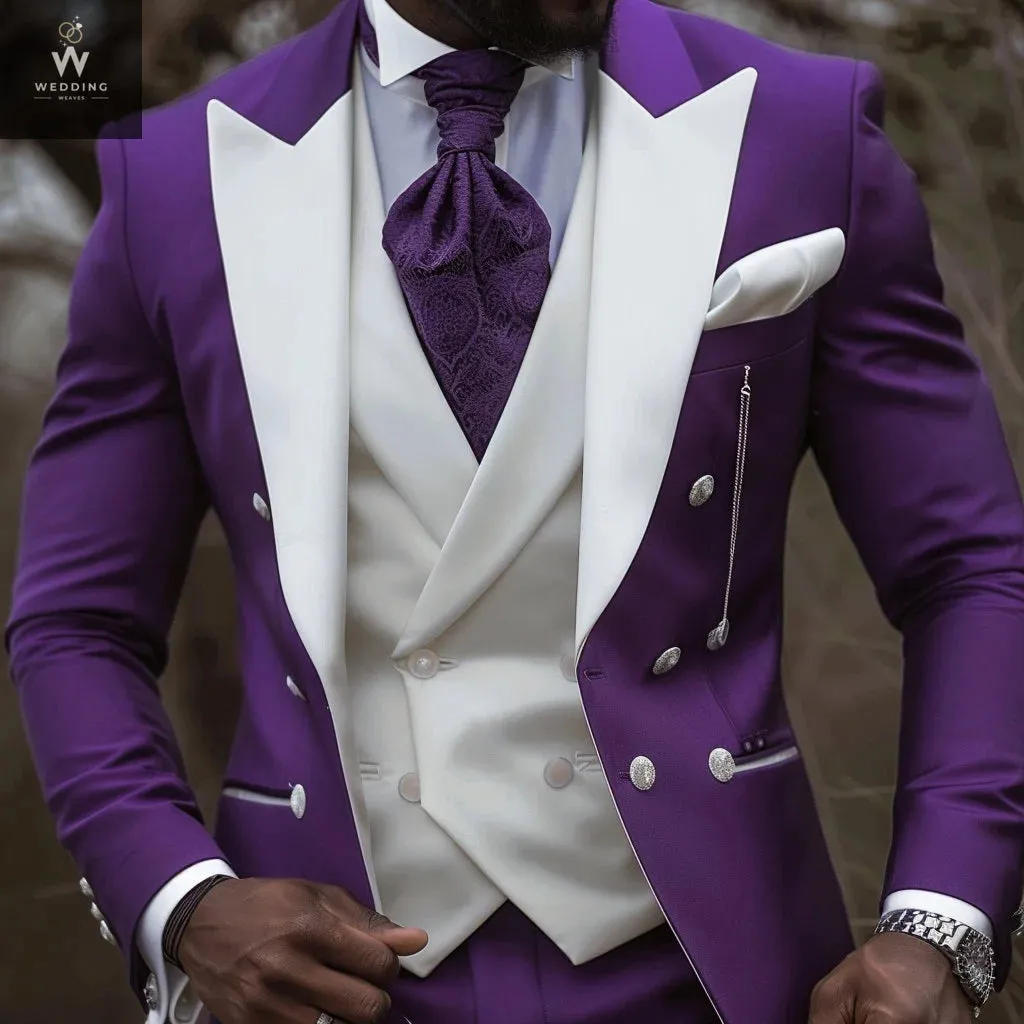 Men's Purple Three-Piece Suit for Weddings - Custom and Bespoke Tailored Suits