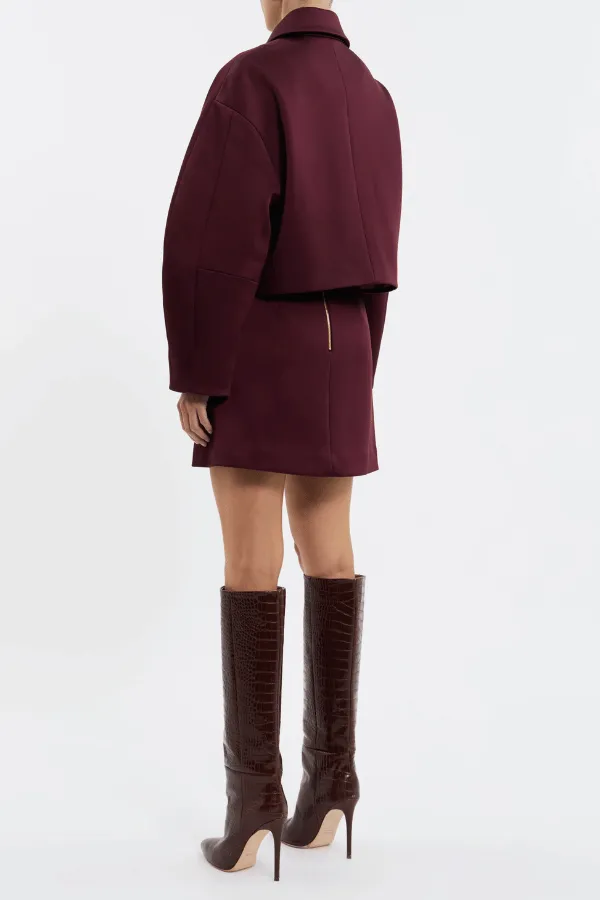 Merlot Cropped Jacket Burgundy