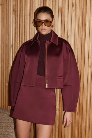Merlot Cropped Jacket Burgundy