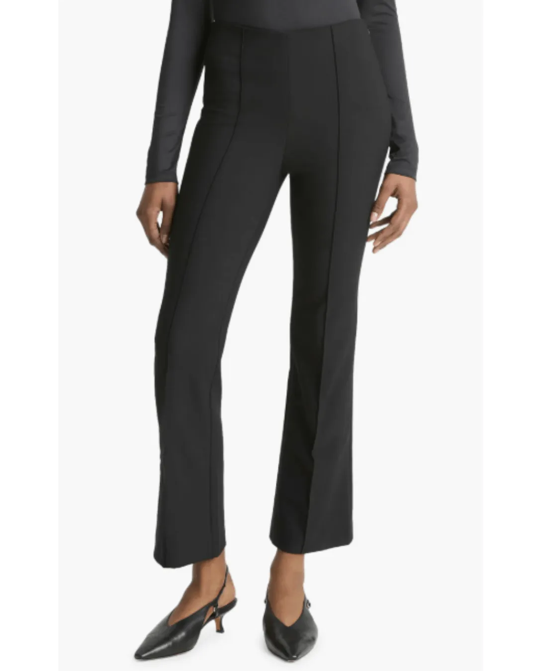 MID RISE PINTUCK CROP FLARE PANT