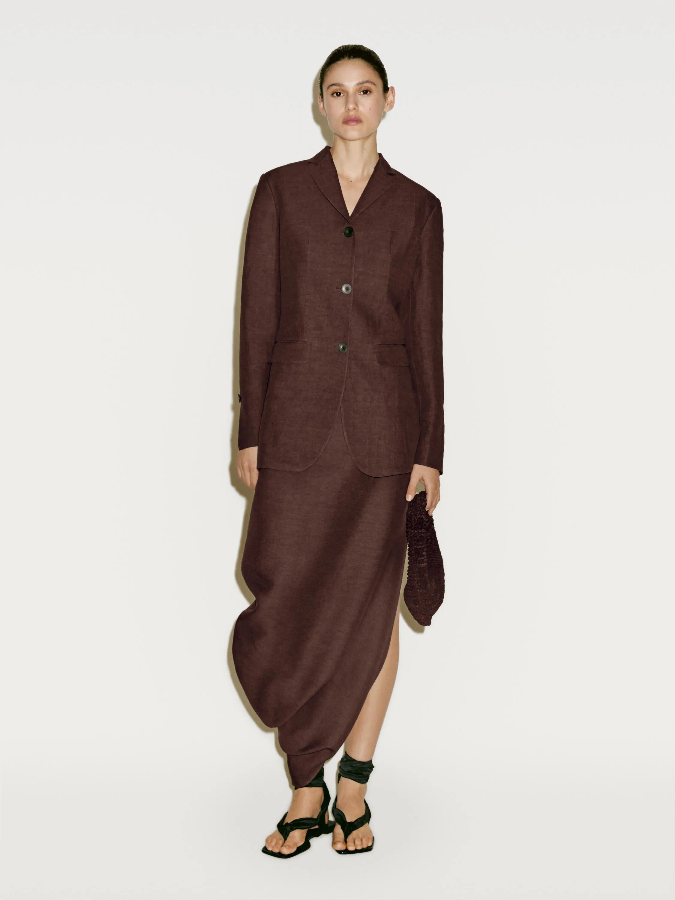Midi skirt with asymmetric hem