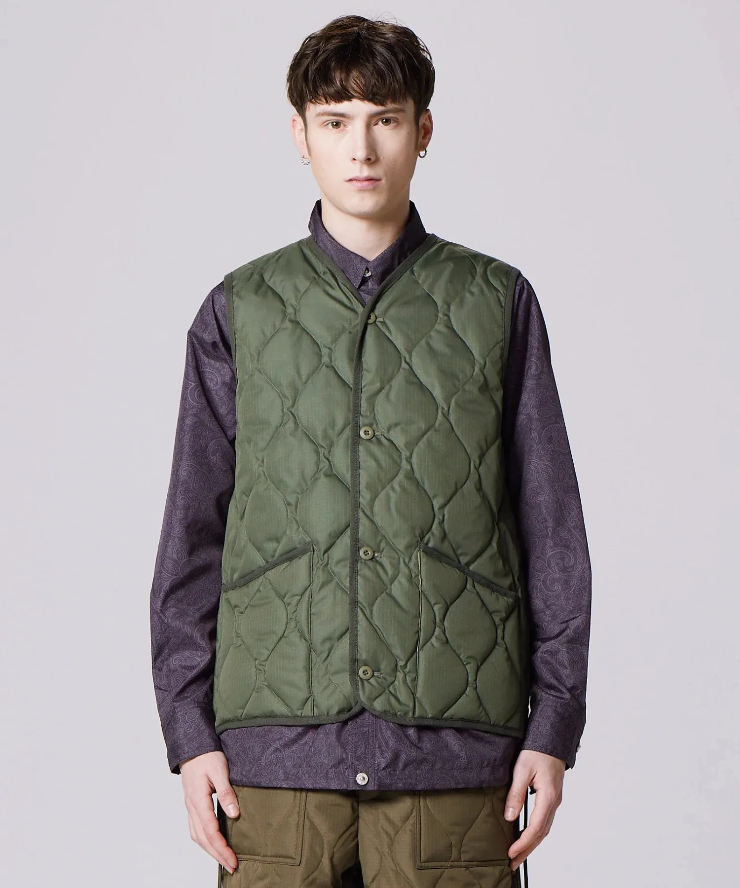 Military V-Neck Button Down Vest