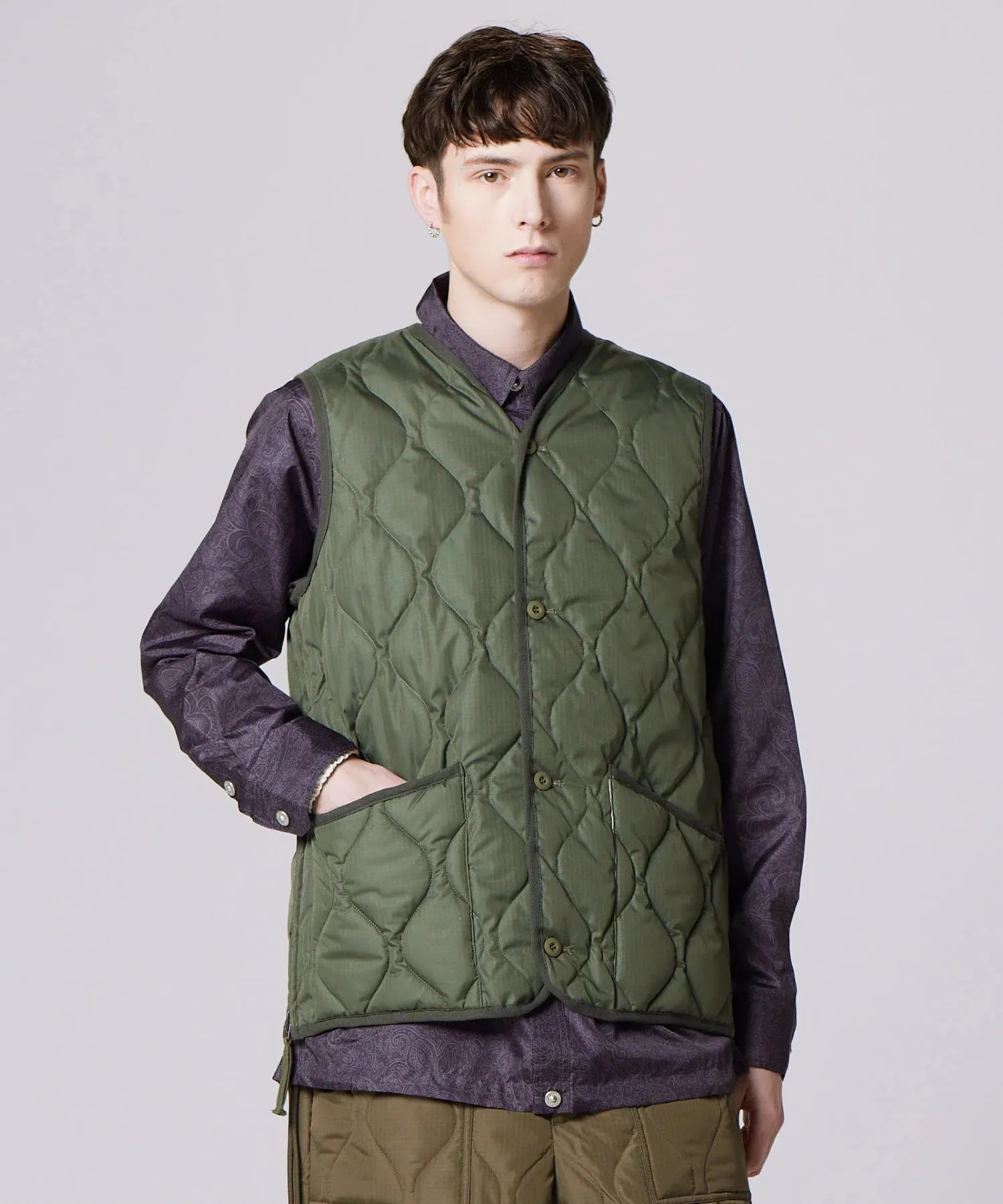 Military V-Neck Button Down Vest