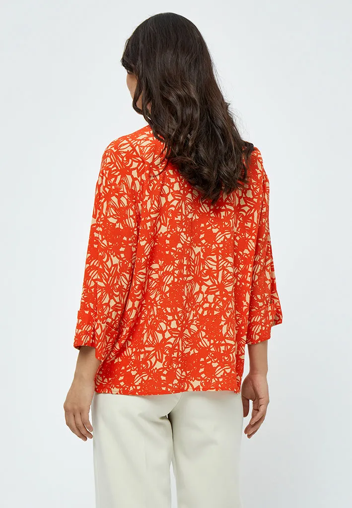 Millie Shirt - Intense Orange Print
